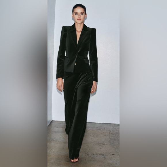 Zara Tailored Velvet Blazer ZW Collection - Picture 3 of 9